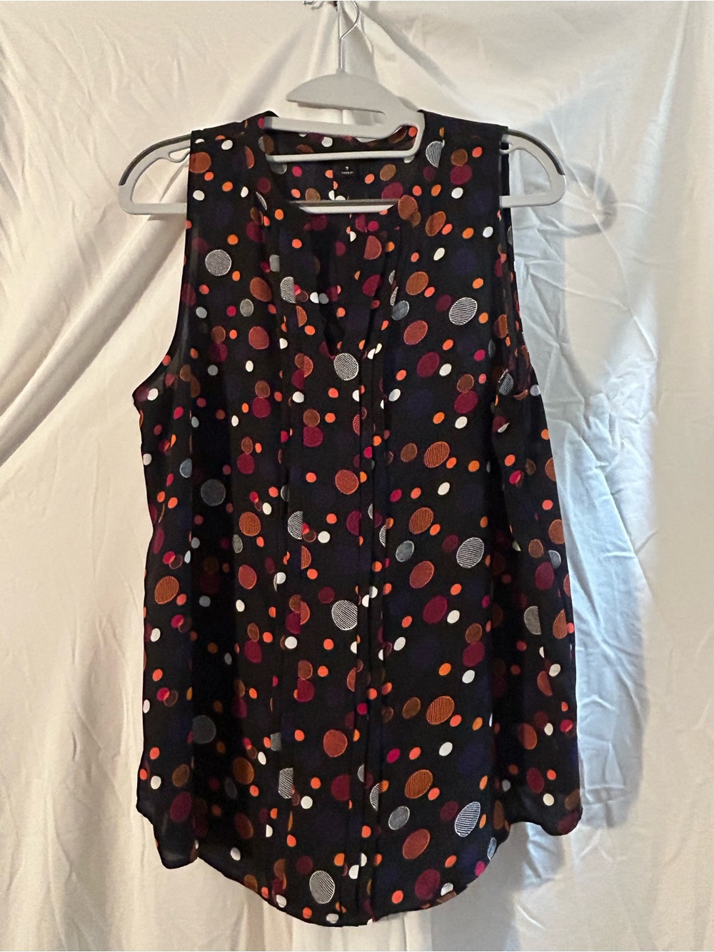 41 Hawthorn Black Sleeveless Camisole with Pink, Orange & Silver Dots